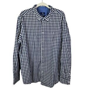 [g] George Classic Fit Button-Up‎ Shirt Men's Size 3XL Long Sleeve Check Navy